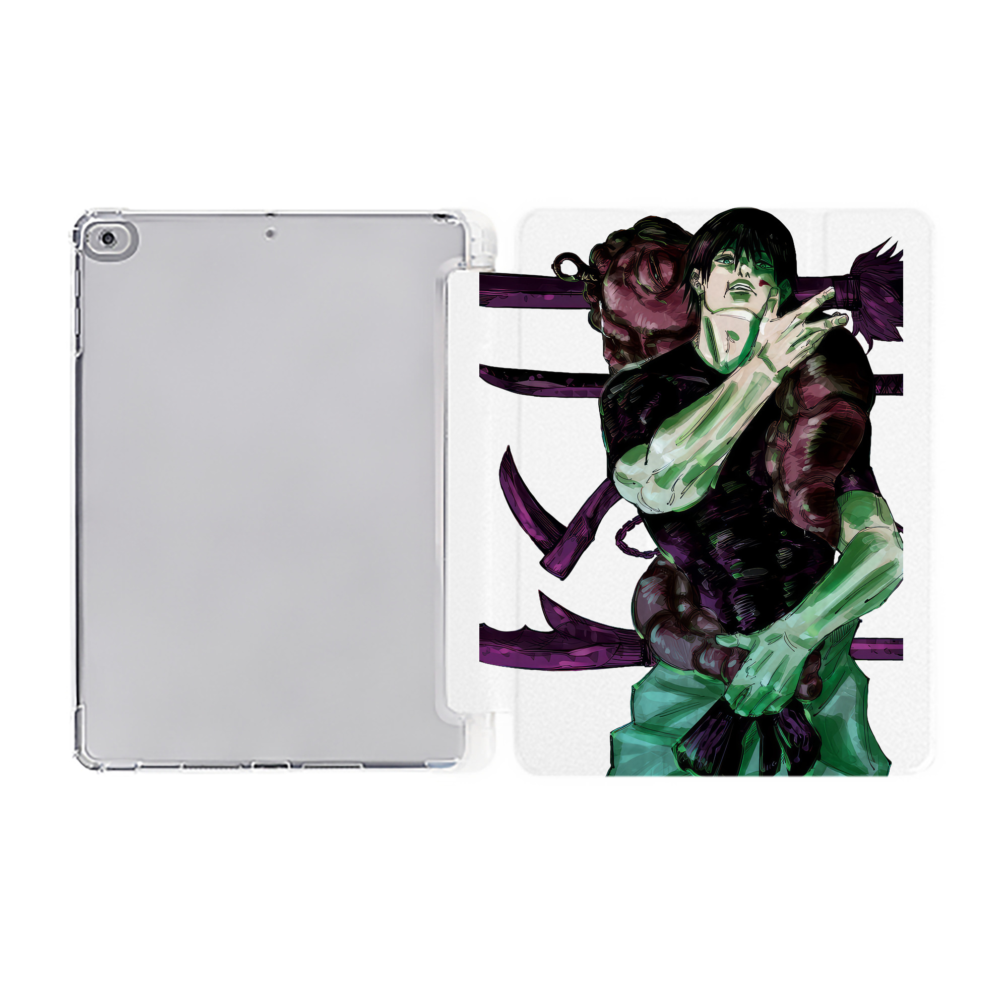 （画像用） 呪術廻戦 Jujutsu Kaisen IPad ケース ペン収納付き 三つ折りスタンド PUレザー×シリコン 対応機種9.5/10.5/10.9インチ